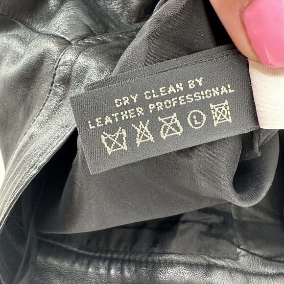 Ralph Lauren Lamb Skin Pants Leather Black Size 4 Black Label Straight Leg Chic - Picture 12 of 12